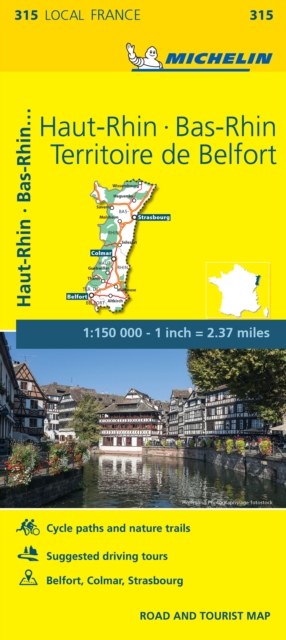 Bas-Rhin, Haut-Rhin, Territoire de Belfort - Michelin Local Map 315