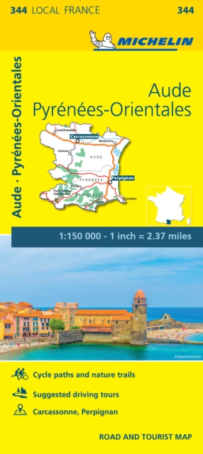 Aude, Pyrenees-Orientales - Michelin Local Map 344