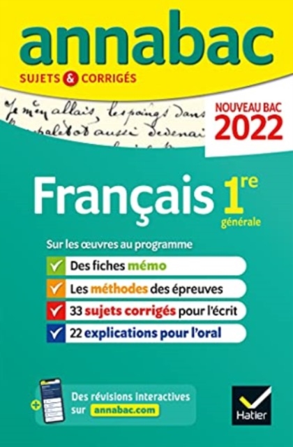 Annales du BAC Annabac 2022 Francais 1re generale sujets & corrige