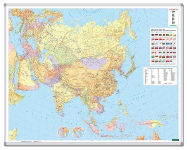 Asia, wall map 1:9 million, magnetic marker board, freytag & berndt