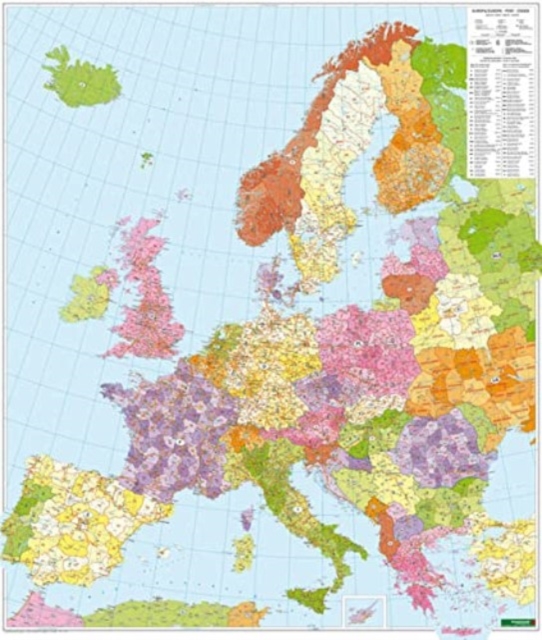 Wall Map Magnetic Marker Board: Europe Postal Codes 1:3,700,000