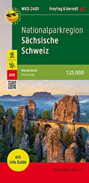 Saxon Switzerland national park region, hiking map 1:25,000, with info guide