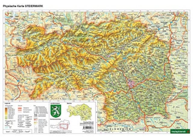 Desk pad DUO, school hand map of Styria 1:400,000