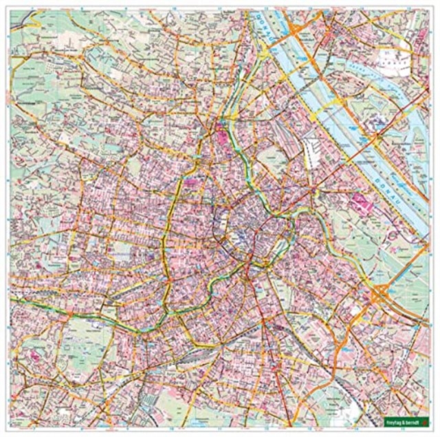 Wall map: Vienna 1:20,000, districts pink