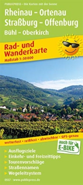 Rheinau - Ortenau - Strasbourg - Offenburg, cycling and hiking map 1:50,000