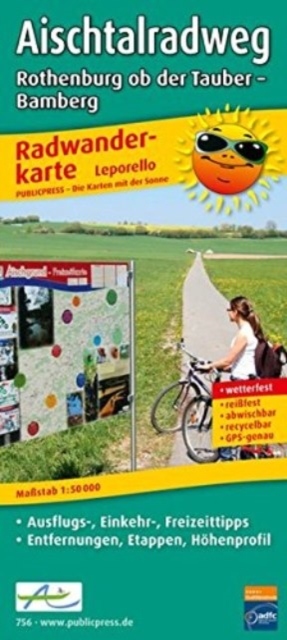 Aischtal cycle path, cycle tour map 1:50,000