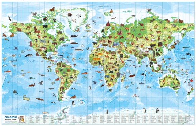 Children's Wall Map: World of Animals