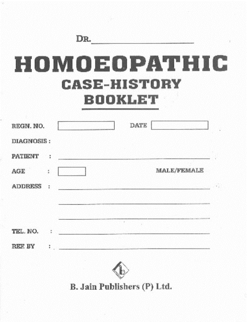 Homeopathic Case History Booklet