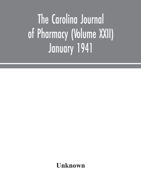 Carolina journal of pharmacy (Volume XXII) January 1941