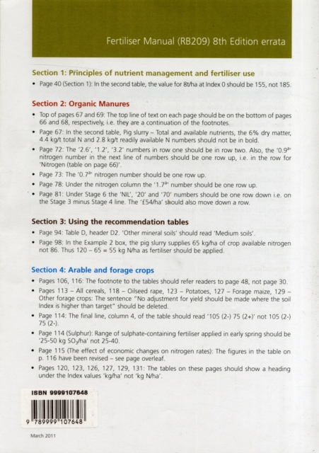 FERTILISER MANUAL RB209 8TH ED-ERRATA