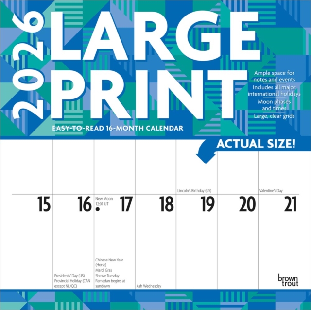Large Print 2026 Square Flap Matte Calendar