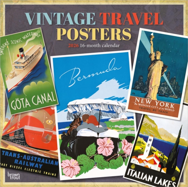 Vintage Travel Posters 2026 Square Flap Calendar