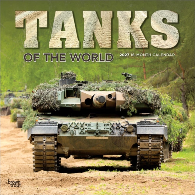 Tanks of the World | 2027 12 x 24 Inch (Hanging) Monthly Square Wall Calendar | Plastic-Free | BrownTrout | Military Vehicle Equipment