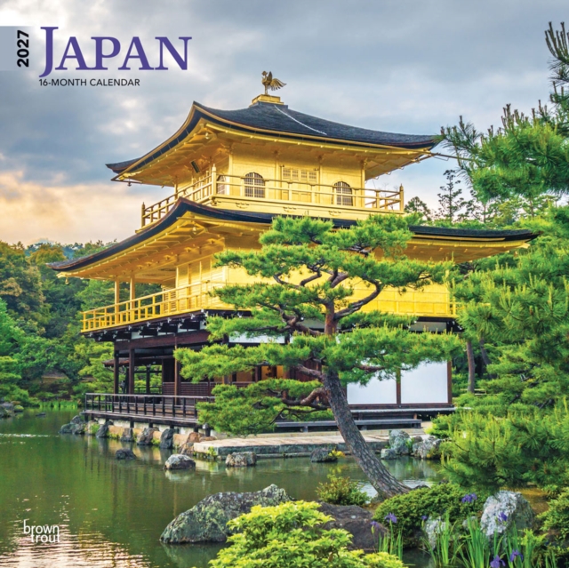 Japan | 2027 12 x 24 Inch (Hanging) Monthly Square Wall Calendar | Plastic-Free | BrownTrout | Scenic Travel Asia Cherry Blossoms Tokyo Kyoto Osaka