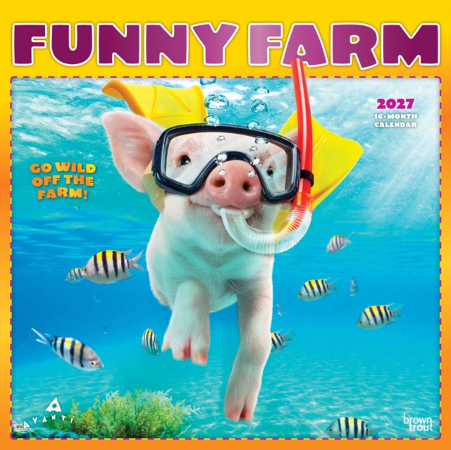 Avanti Funny Farm Official 2027 12 X 24 Inch (Hanging) Monthly Square Wall Calendar Foil Stamped Cover Plastic-Free