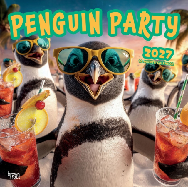 Penguin Party 2027 12 X 24 Inch (Hanging) Monthly Square Wall Calendar Plastic-Free Animal Crankers