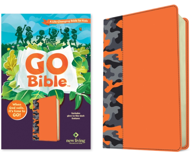 NLT GO Bible for Kids (with Glow-in-the-Dark Features) (LeatherLike, Orange Camo)