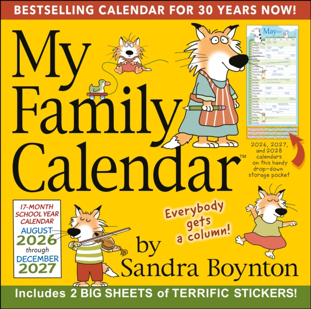 Sandra Boynton's 17-Month 2026-2027 My Family Wall Calendar with Stickers